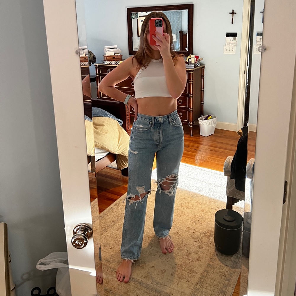 NEW AGOLDE Distressed Straight Leg/Boyfriend Jeans